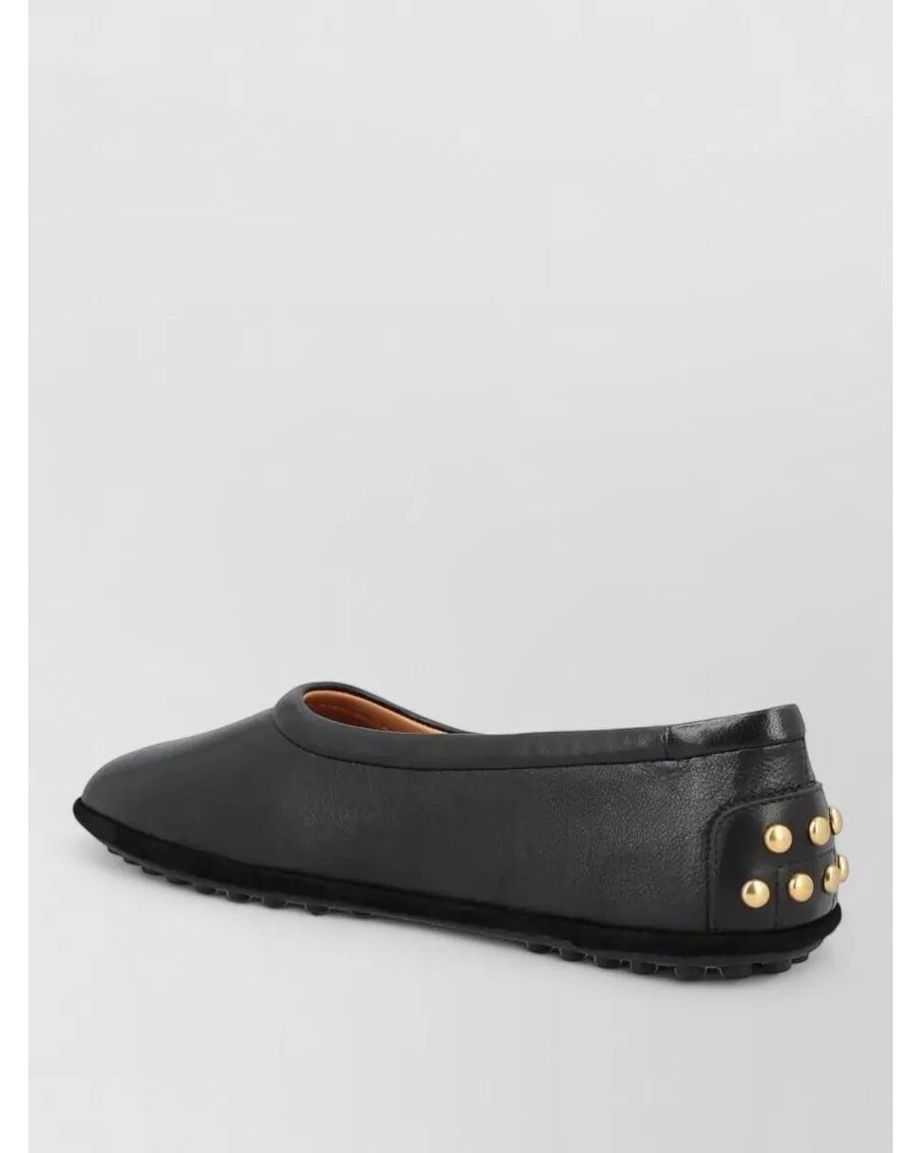 Tod's Gray Leather Studded Ballerina Shoes