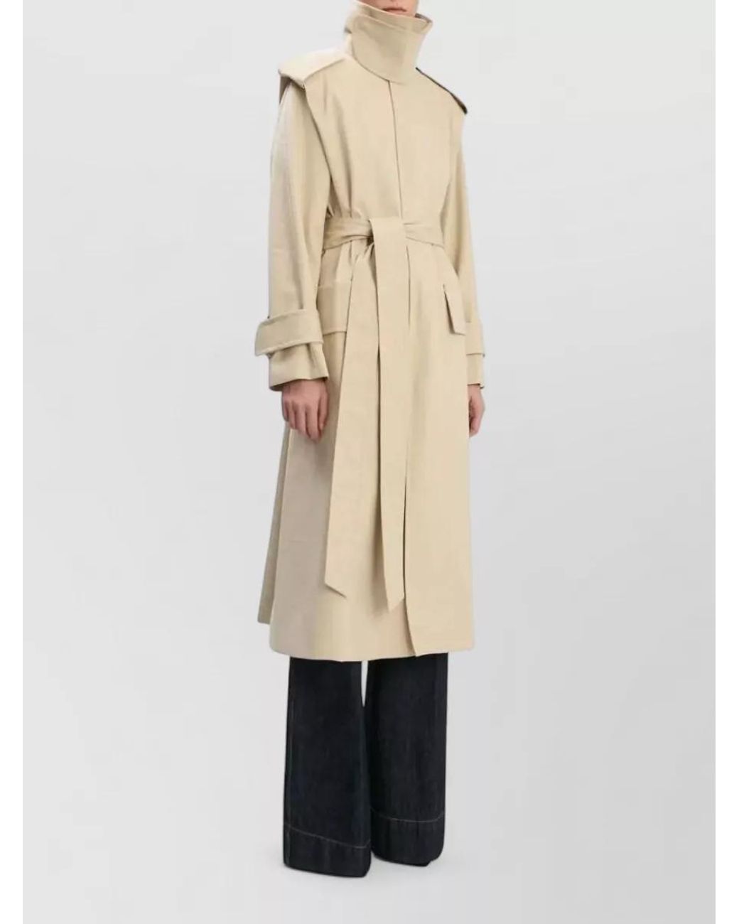 Victoria Beckham Natural Cotton Belted Trench Coat