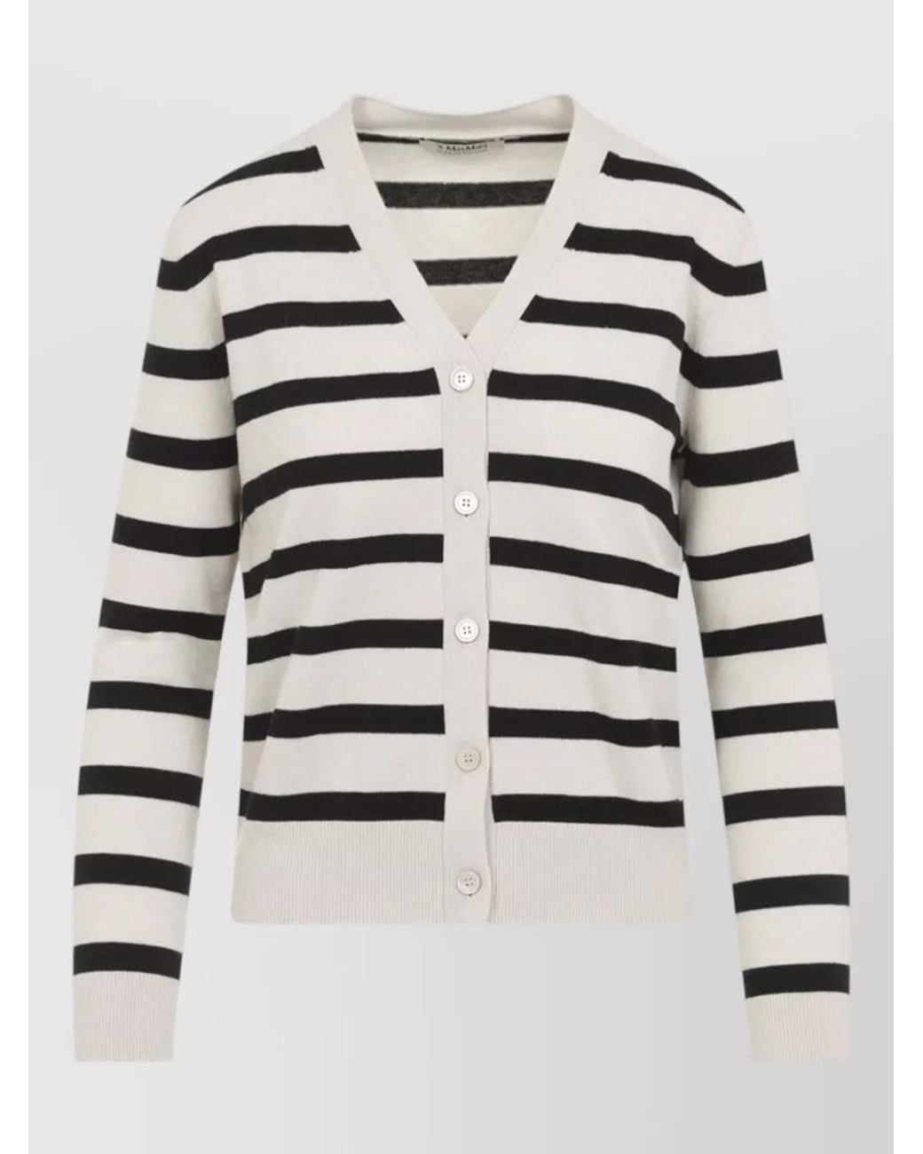Max Mara Multicolor Striped V-Neck Wool Cardigan