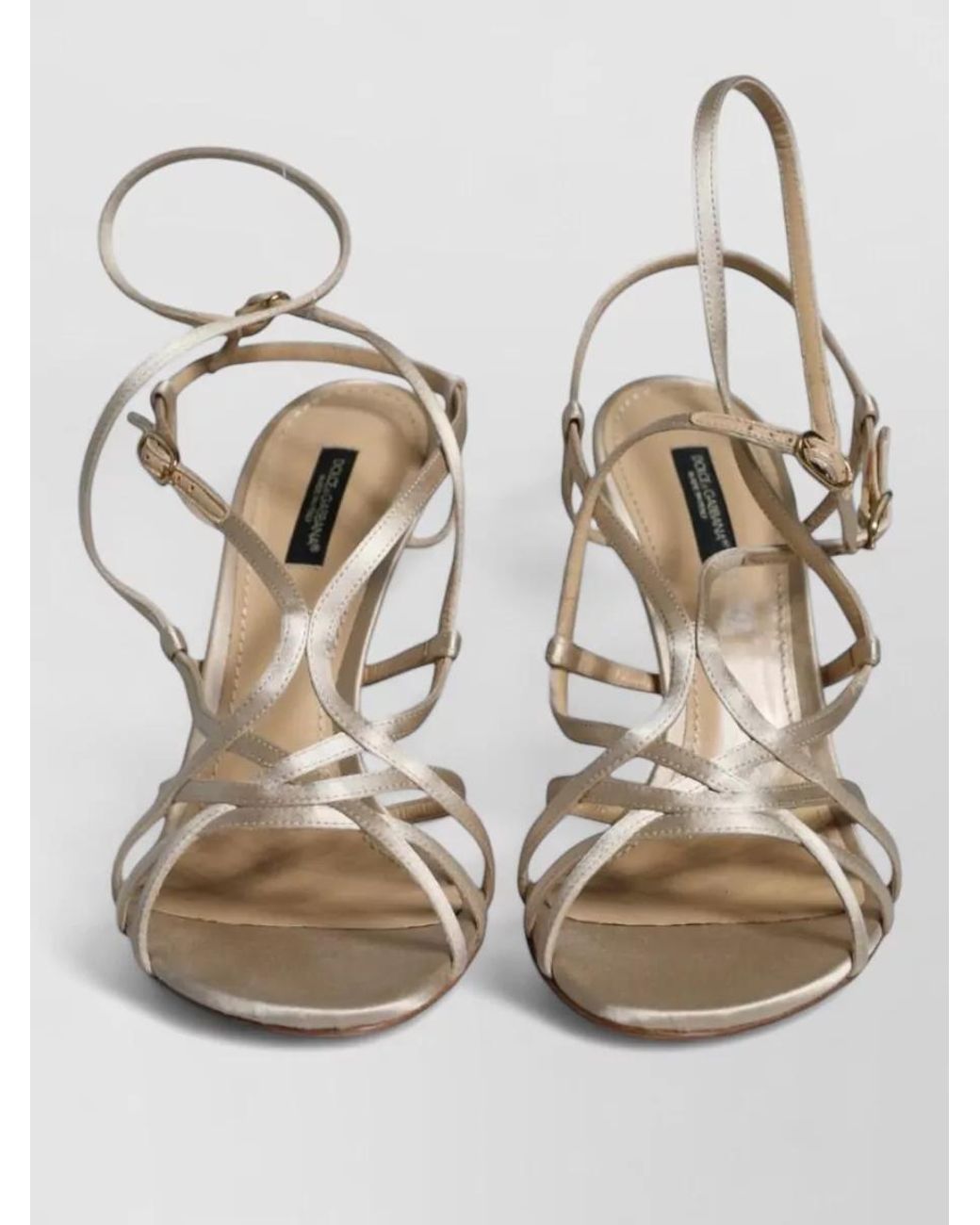 Dolce & Gabbana Natural Silk Satin Stiletto Sandals