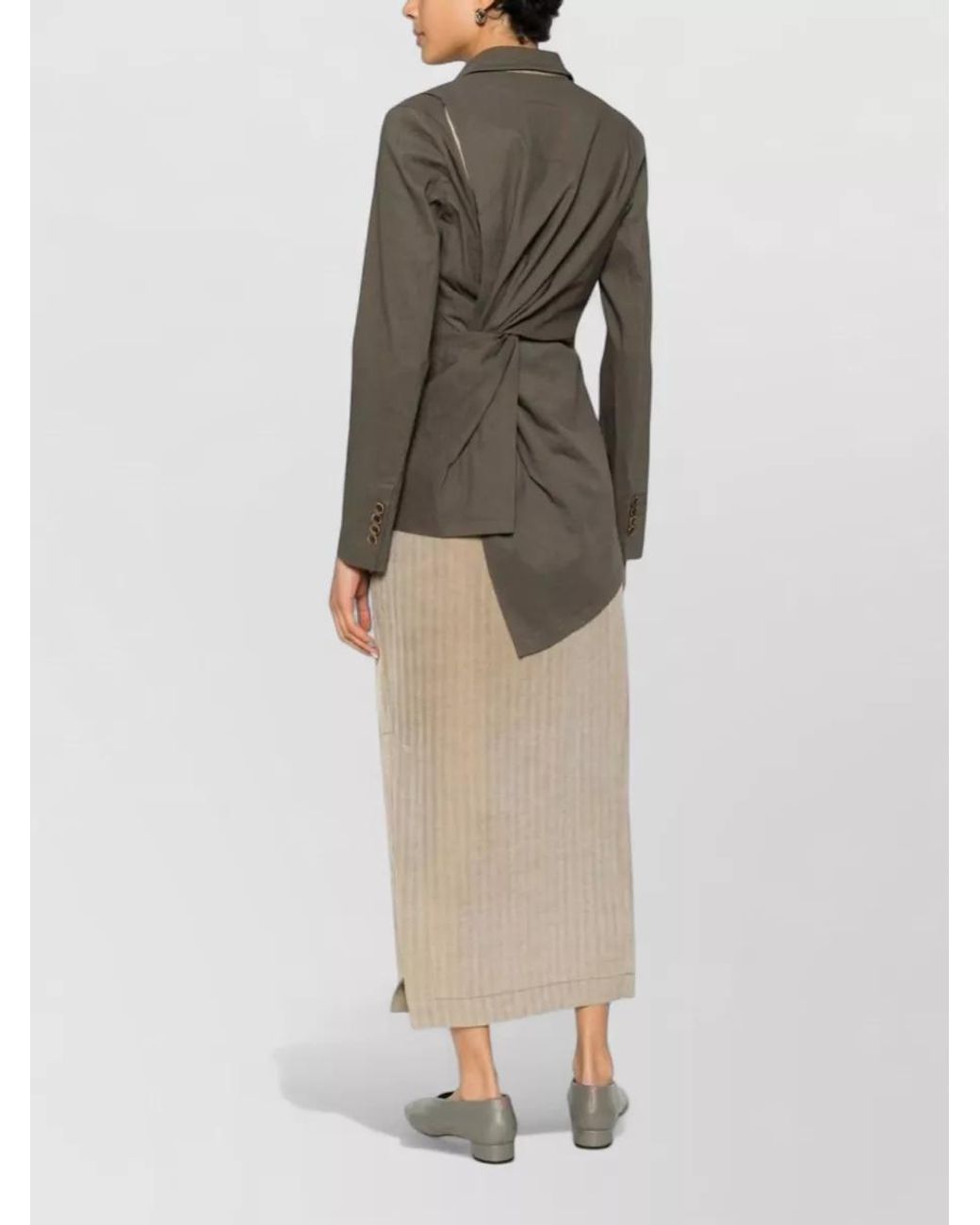 Uma Wang Brown Asymmetric Linen Blend Suit Jacket