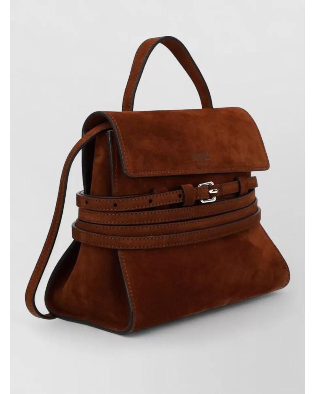 Moschino Brown Suede Leather Shoulder Bag