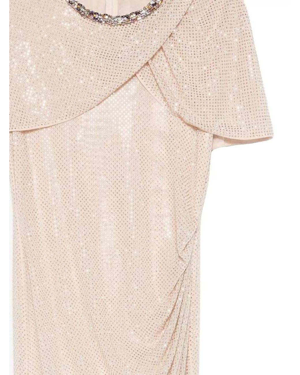 Self-Portrait White Sleeveless Draped Rhinestone-Embellished Maxi Dress