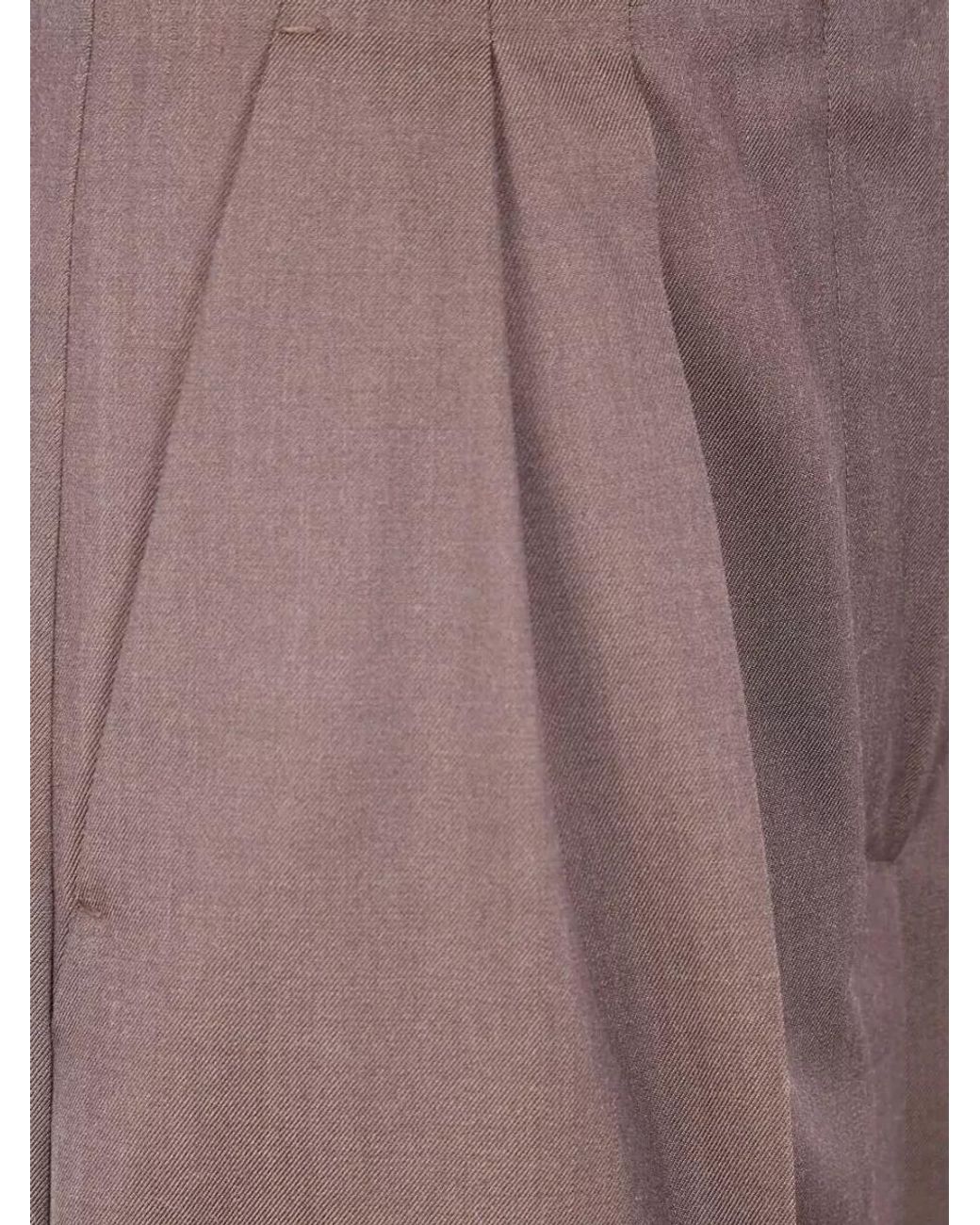 Max Mara Brown Virgin Wool Wide-Leg Trousers