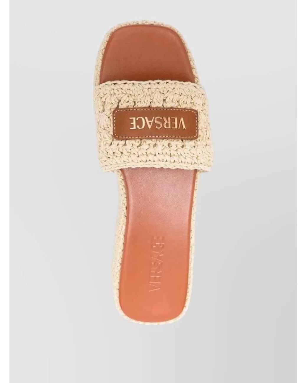Versace Natural Platform Fabric Mules Open Toe Braid