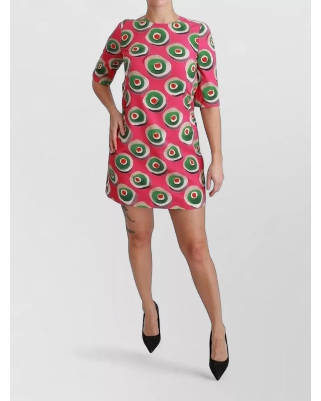 Dolce & Gabbana Red Silk Printed Mini Dress