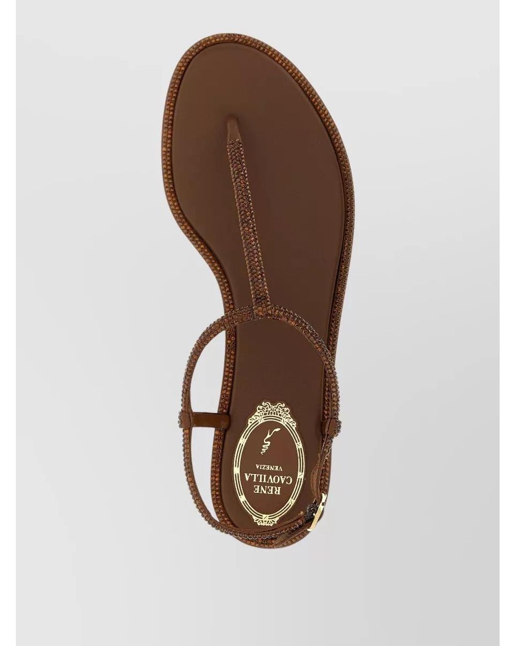 Rene Caovilla Brown Crystal-Embellished Satin Sandals