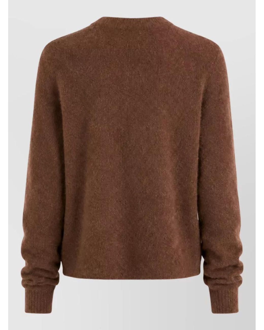 Marella Brown Wool Brushed Crew Neck Long-Sleeve Jacket