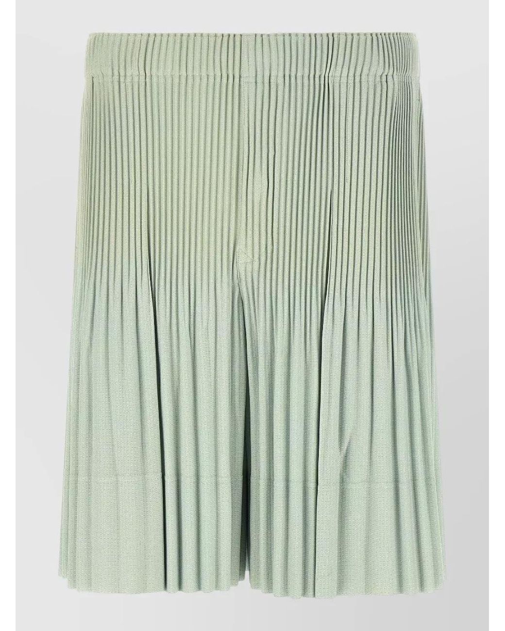 Homme Plissé Issey Miyake Green Pleated Wide-Leg Bermuda Shorts for men
