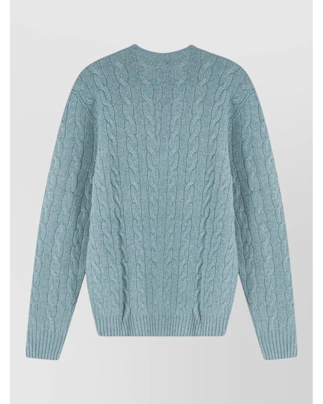 Polo Ralph Lauren Blue Cashmere Wool Cable-Knit Crew-Neck Sweater for men