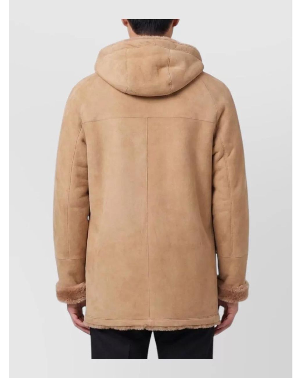 Salvatore Santoro Natural Reversible Leather Hooded Padded Coat for men