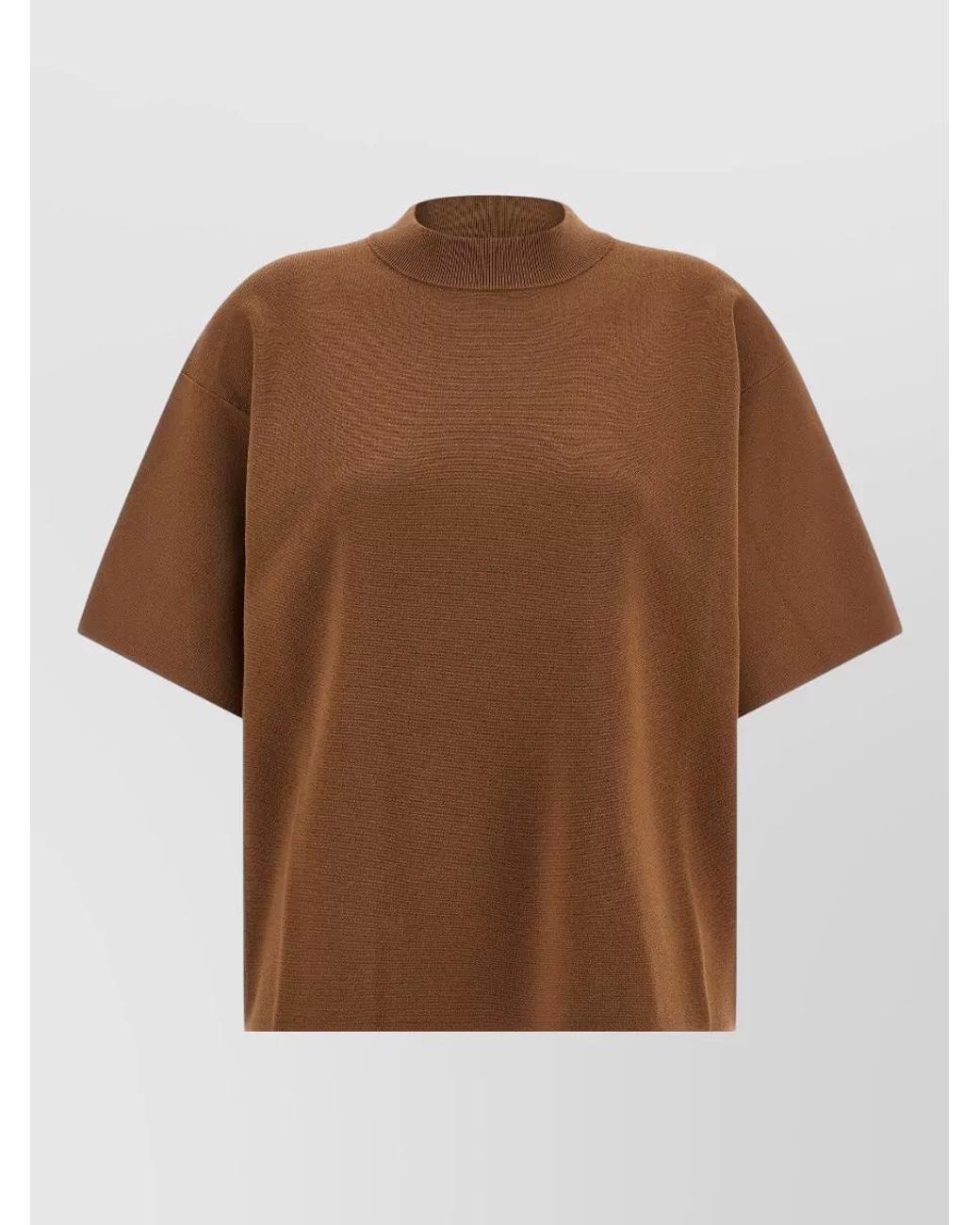 Max Mara Brown Viscose Milano Stitch Short-Sleeve Sweater