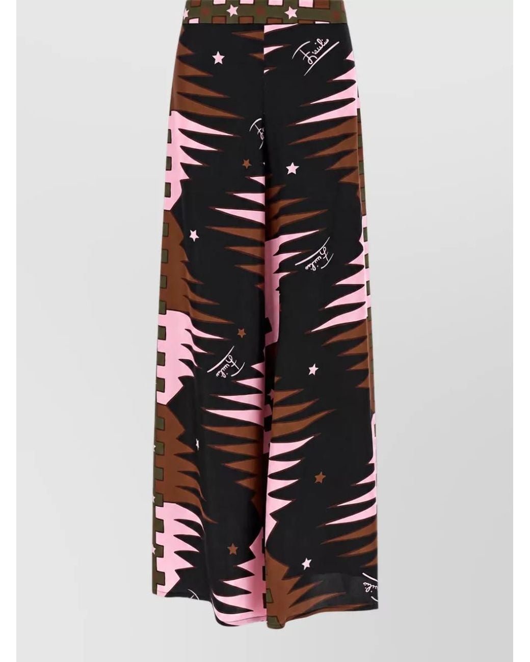 Emilio Pucci Black Silk Printed High-Rise Wide-Leg Trousers