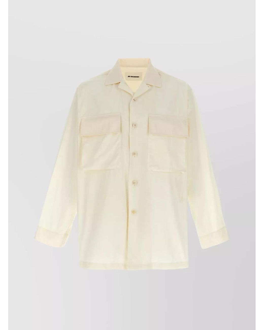 Jil Sander Natural Cotton Logo Embroidery Shirt for men