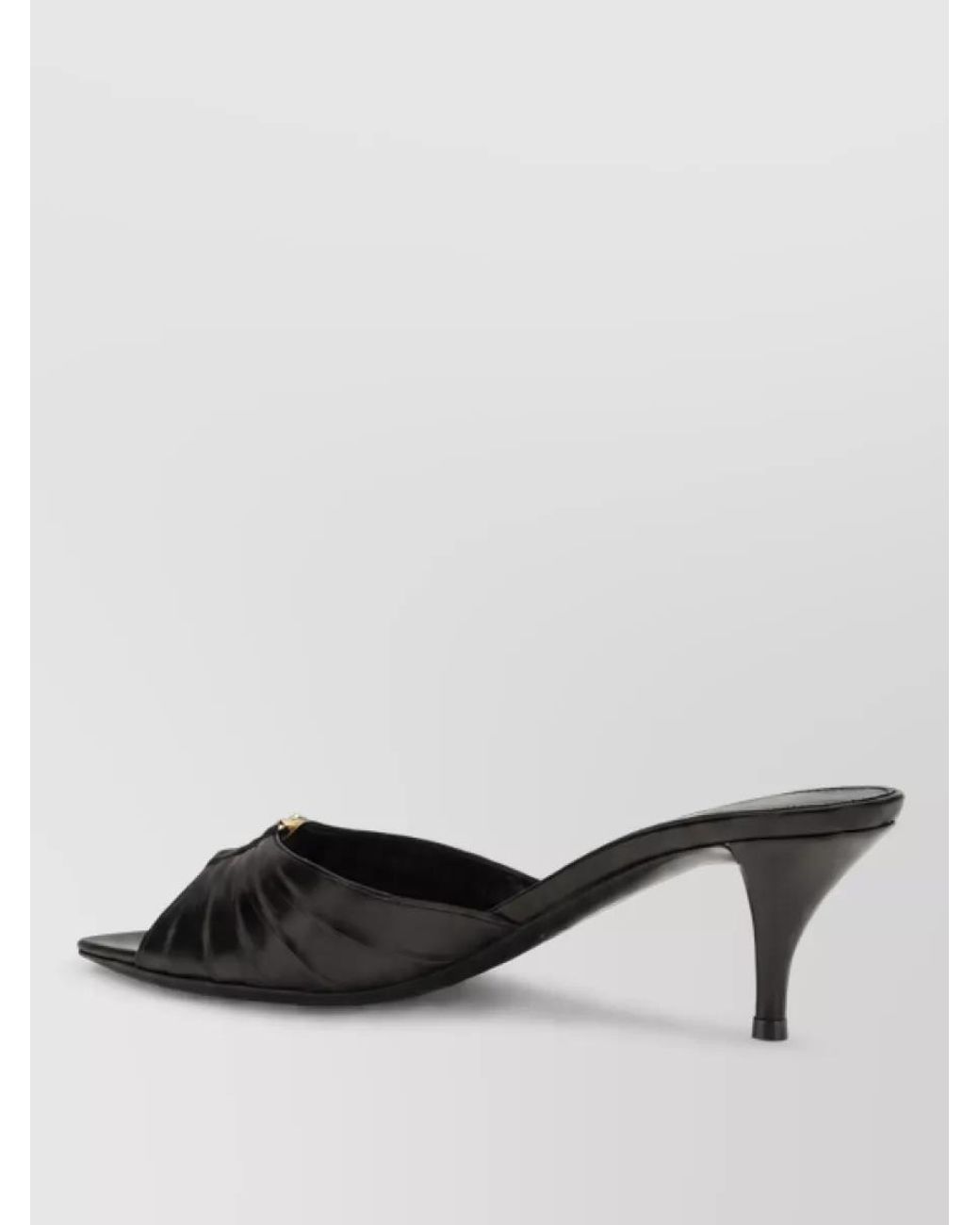 Saint Laurent Black Leather High-Heel Mules