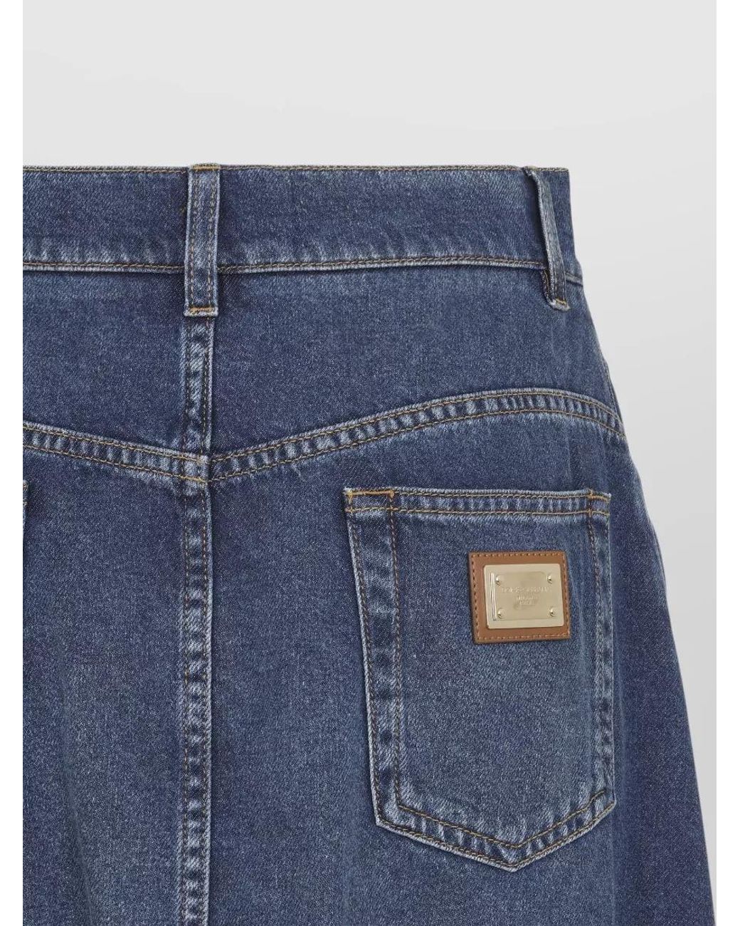 Dolce & Gabbana Blue Denim Flared Maxi Skirt
