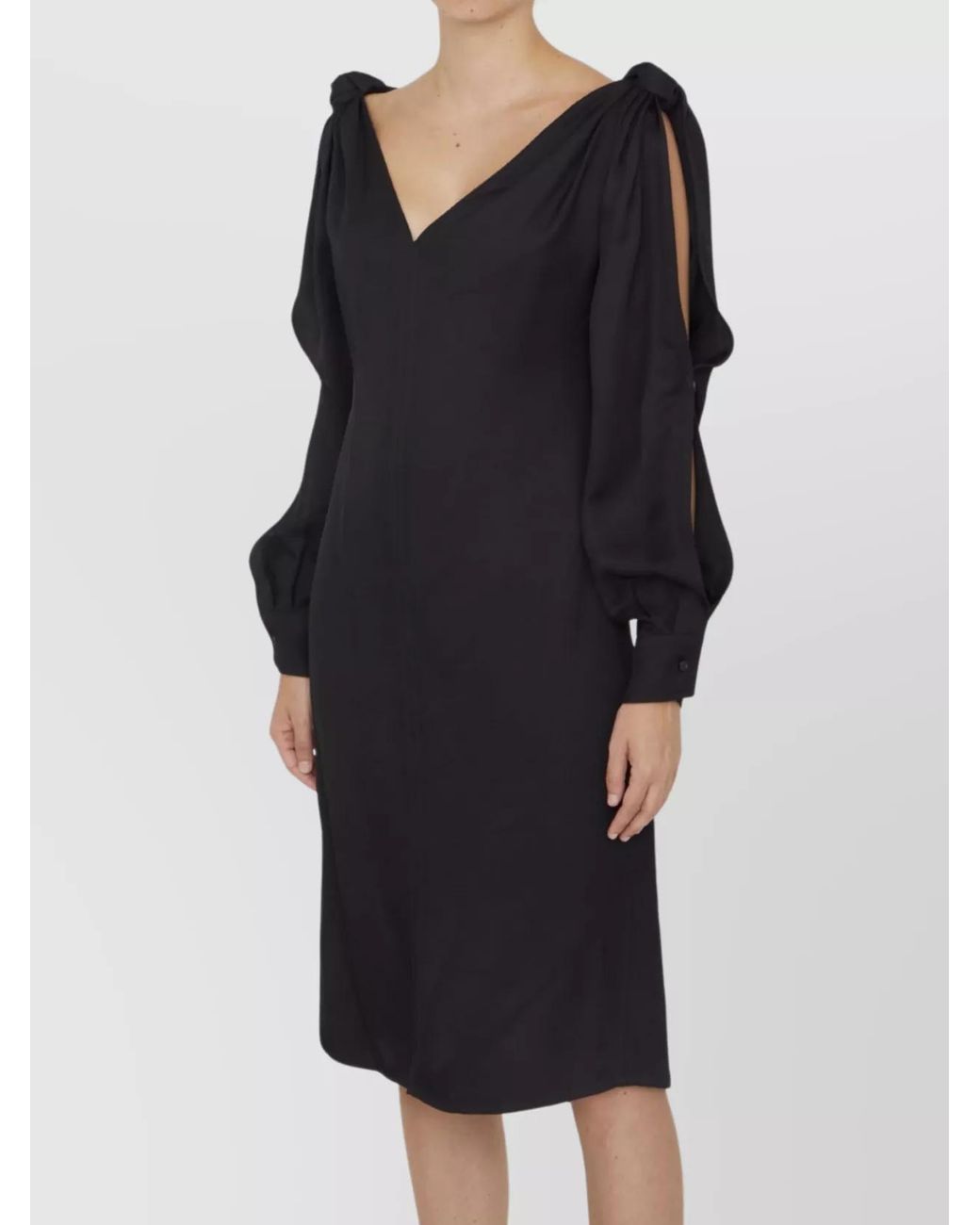 Bottega Veneta Black Knotted Midi Dress
