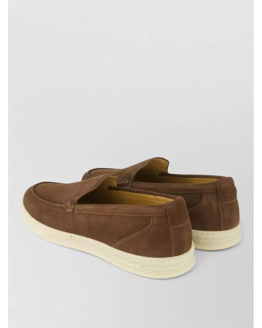 Woolrich Brown Leather Slip-On Sneakers for men
