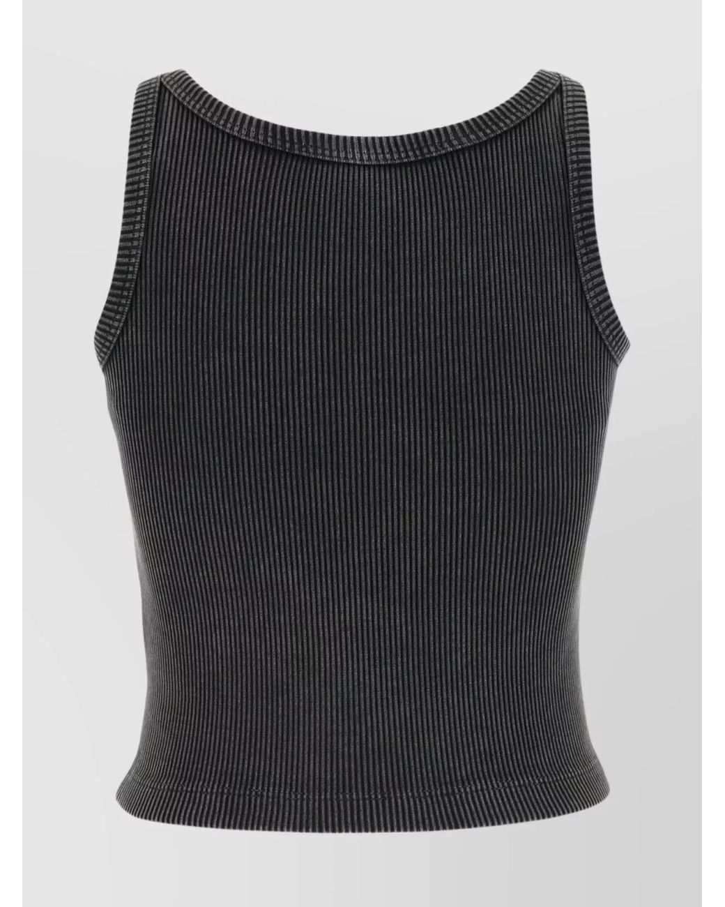 Alessandra Rich Black Ribbed Cotton Tank Top