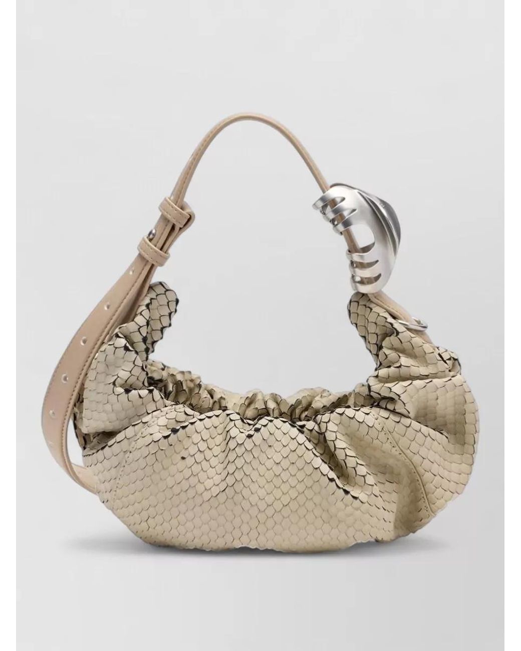 DIESEL Natural Grab-D Small Leather Shoulder Bag