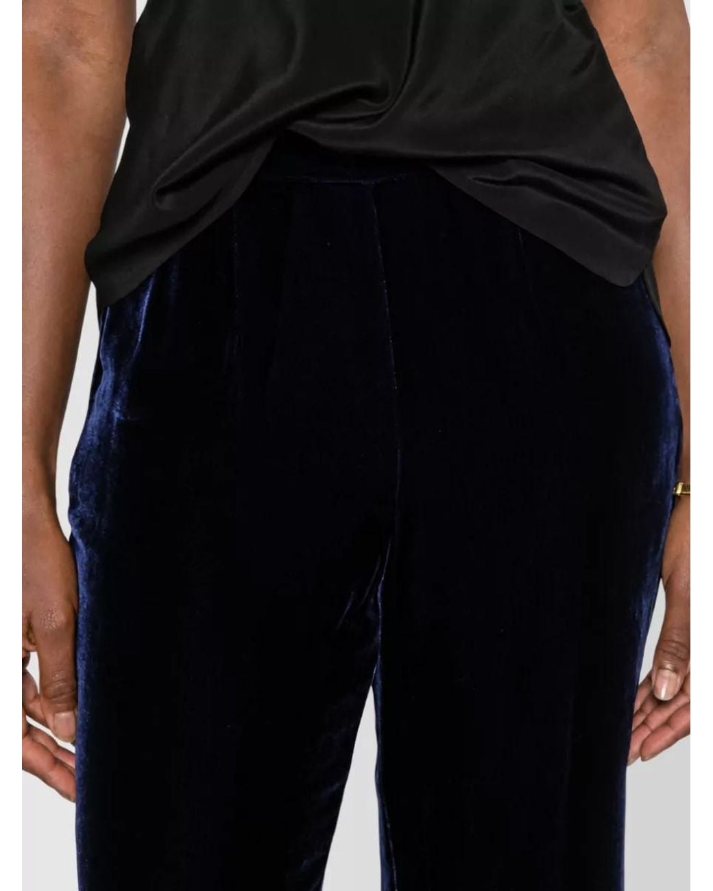 Forte_forte Black Silk Velvet Flared Trousers
