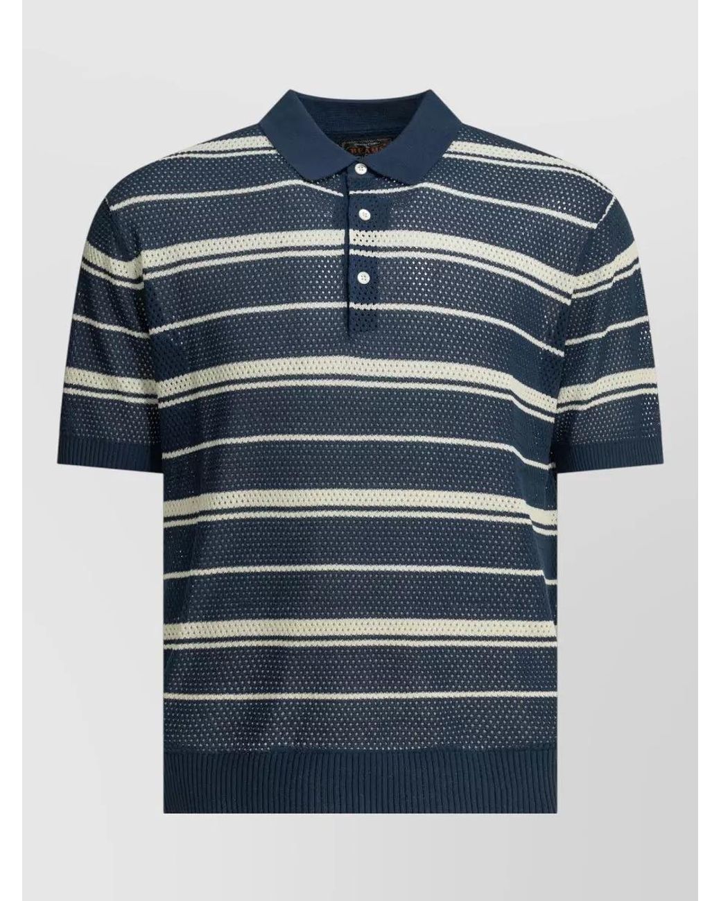 Beams Plus Blue Striped Polo Shirt for men