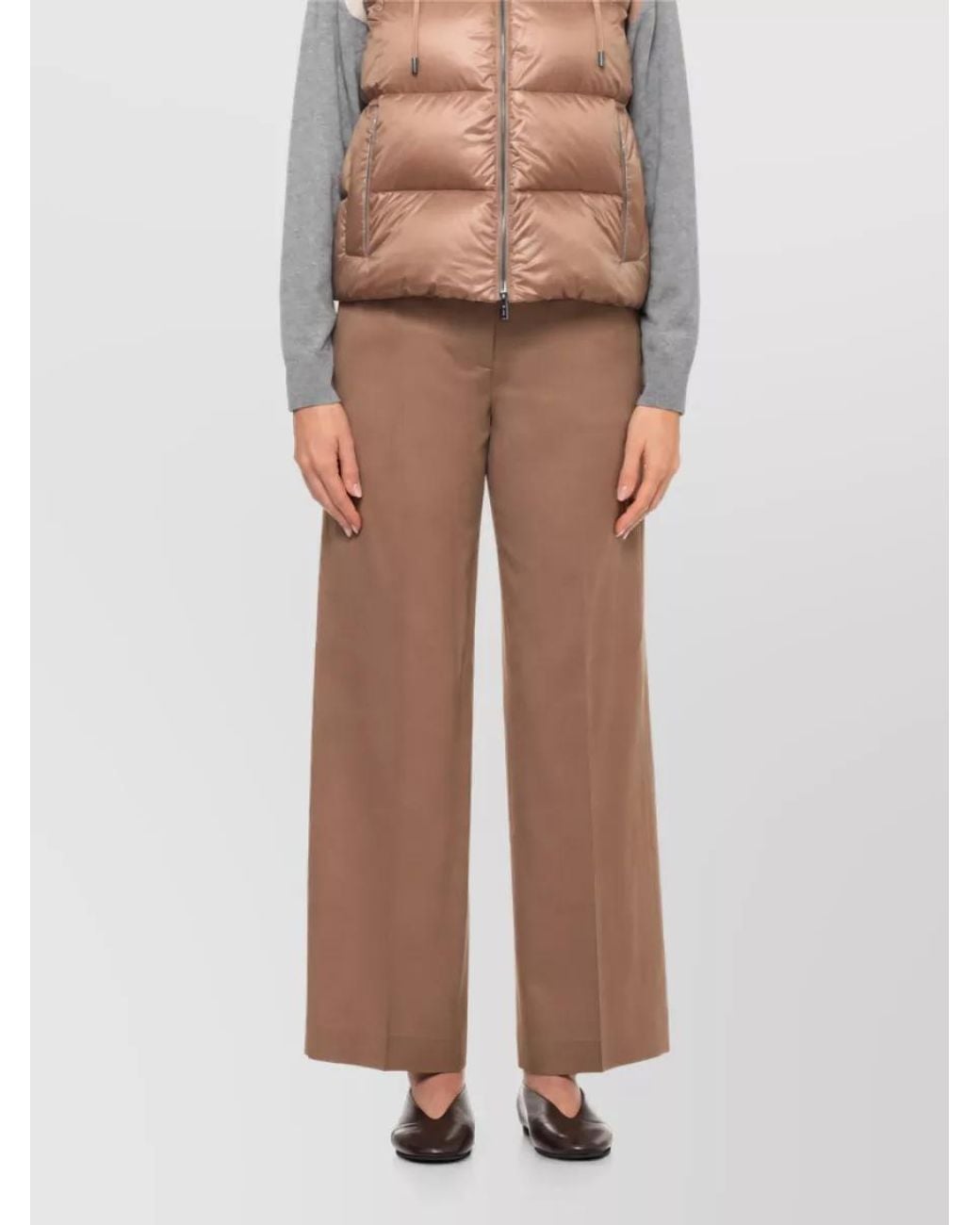 Peserico Brown Quilted Sleeveless Hooded Down Puffer Jacket