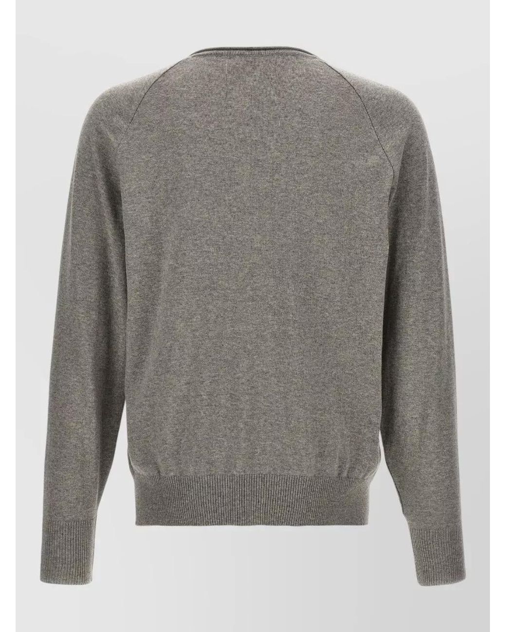 Ma'ry'ya Gray Cotton V-Neck Long-Sleeve Jumper for men