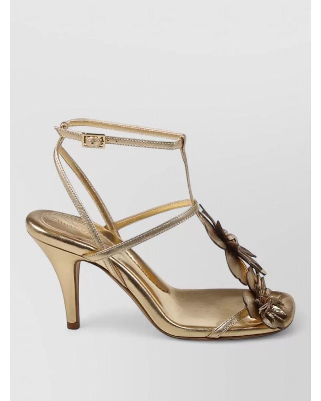 Zimmermann Metallic Leather Floral Appliqué High-Heel Sandals