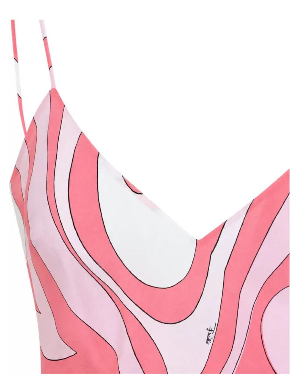 Emilio Pucci Pink Silk Printed V-Neck Sleeveless Maxi Dress