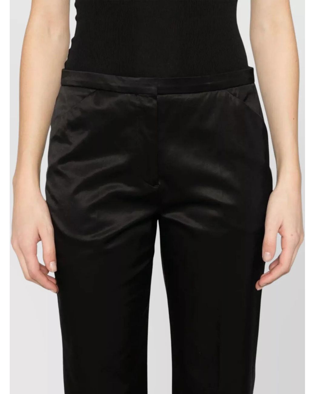 Totême  Black Cropped Straight-Leg Trousers