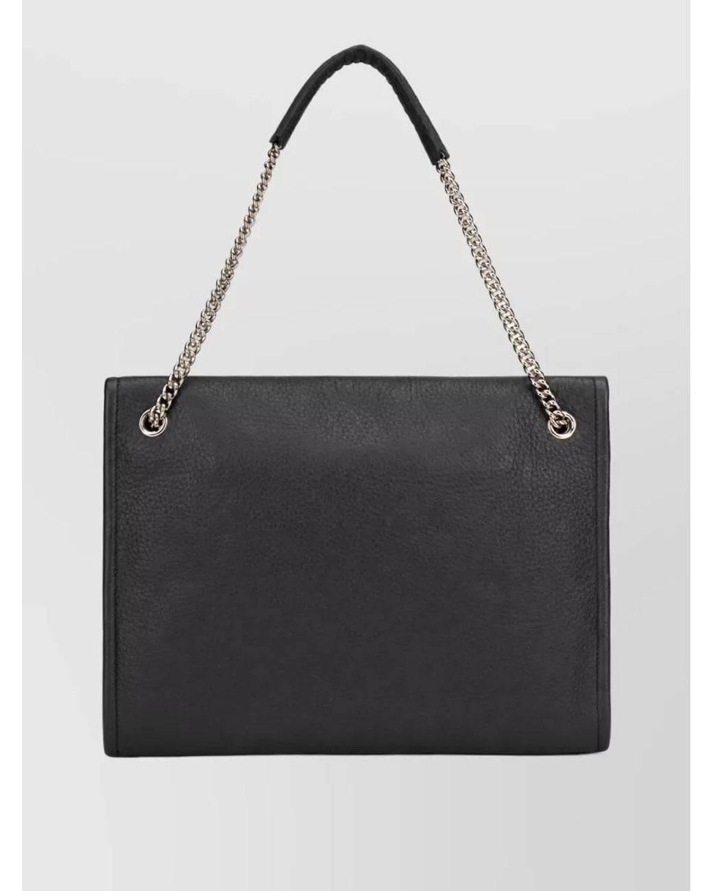 Orciani Black Leather Venus Midi Shoulder Bag