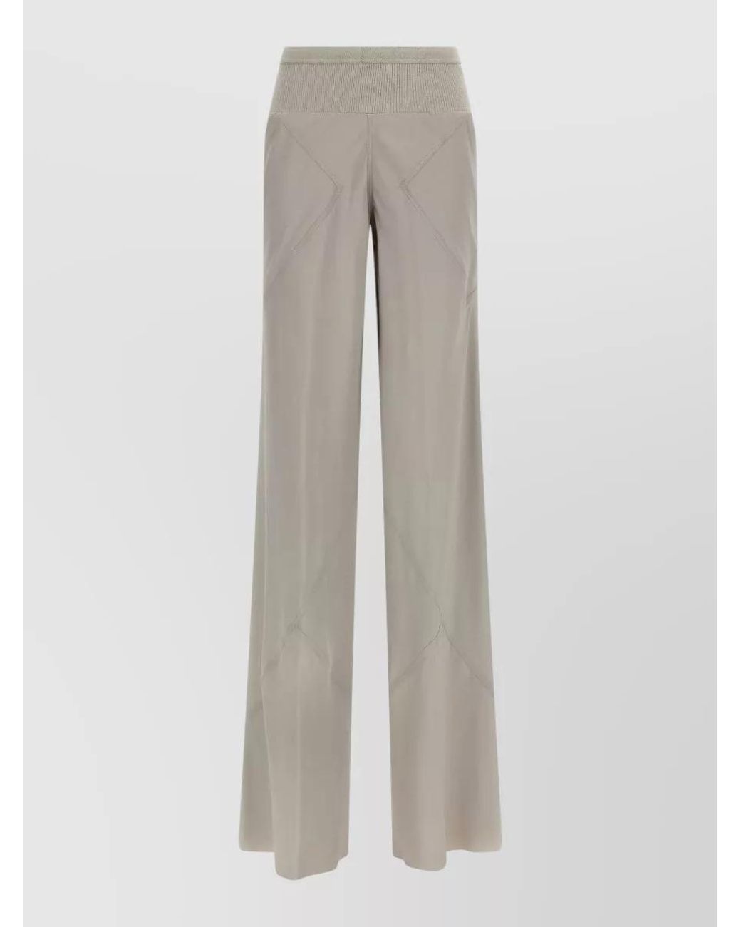 Rick Owens White Silk-Blend Ribbed-Waistband Panelled Wide-Leg Trousers