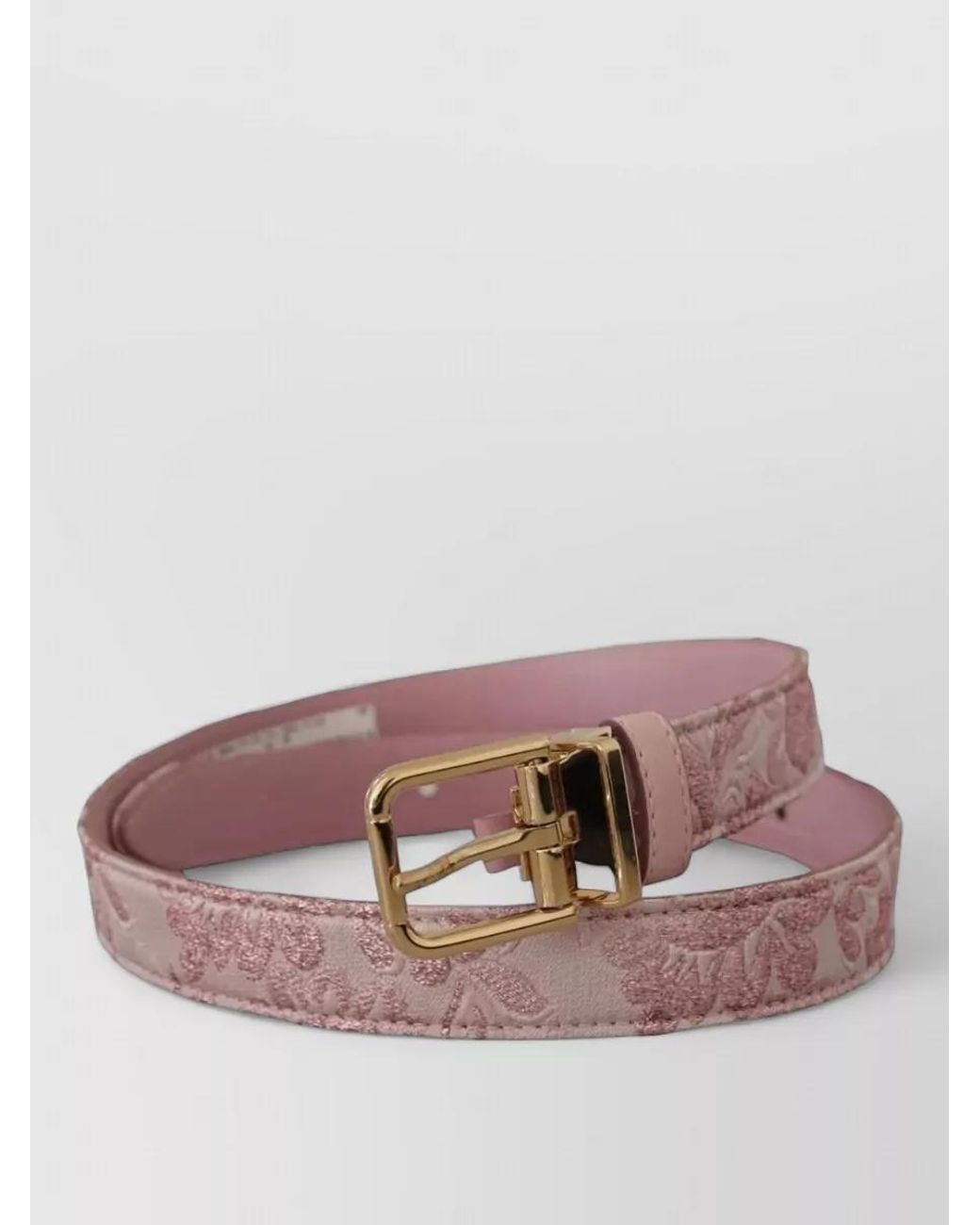 Dolce & Gabbana Pink Leather Canvas Embroidered Belt