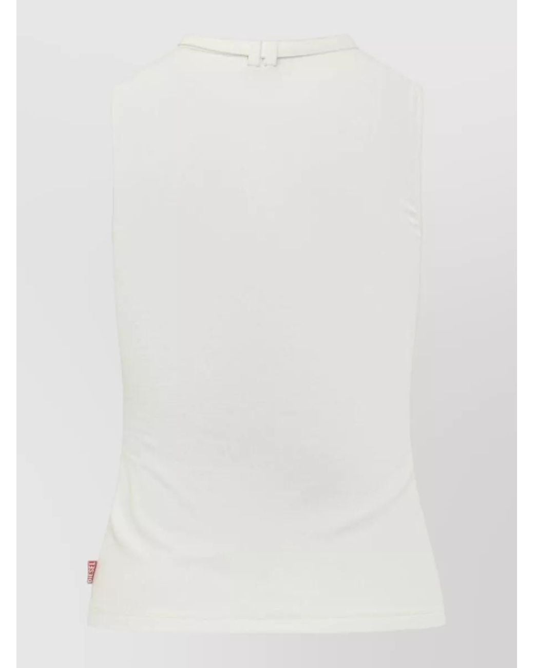 DIESEL White Ribbed Sleeveless Cotton Tank Top