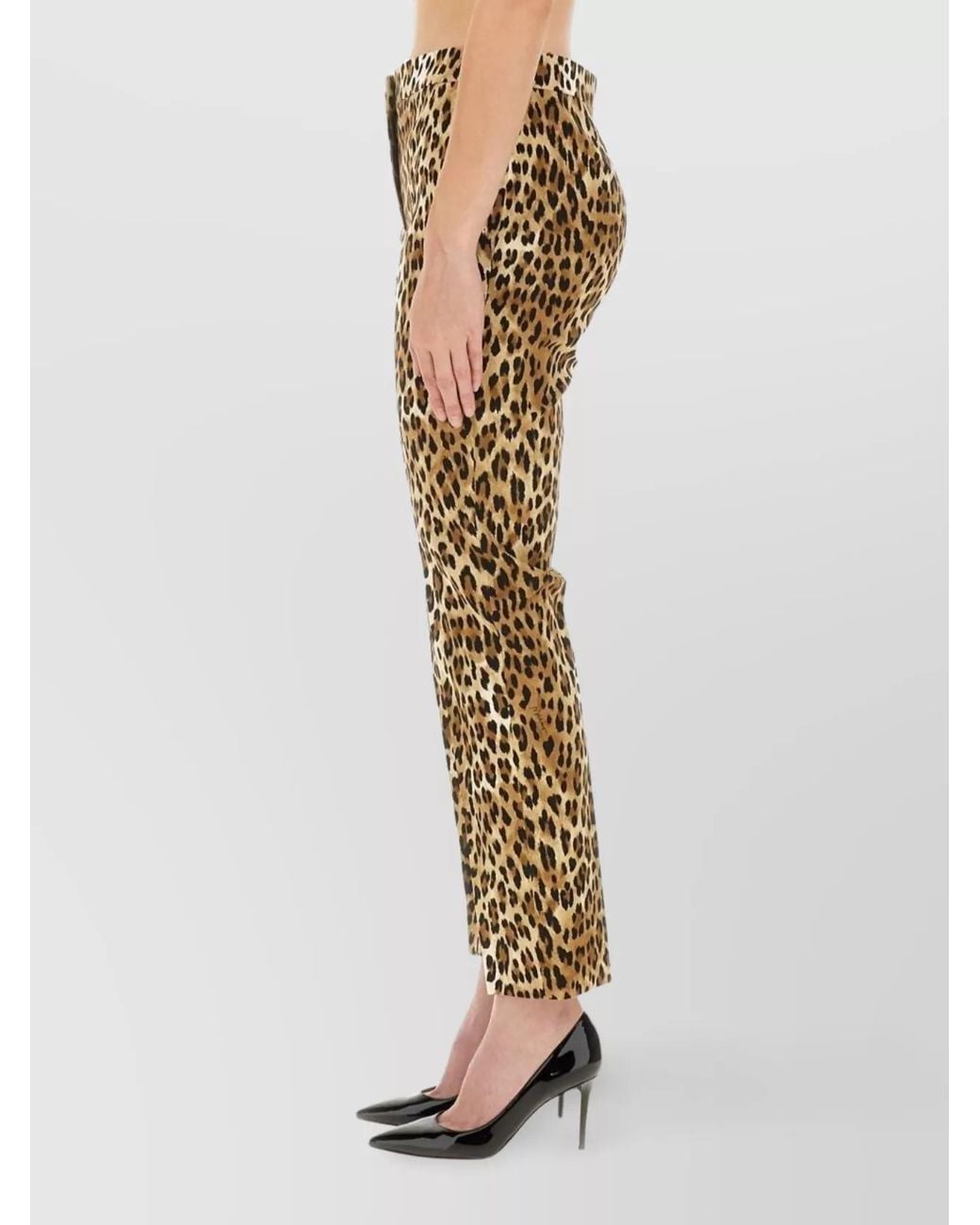 Moschino Natural Animal-Print Slim-Fit Trousers
