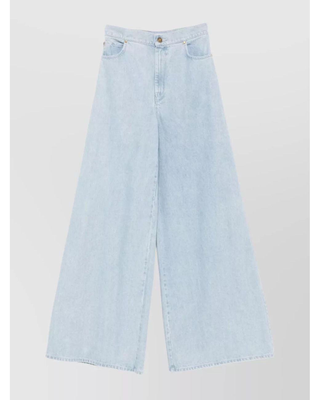 Max Mara Blue Denim High-Rise Wide-Leg Trousers