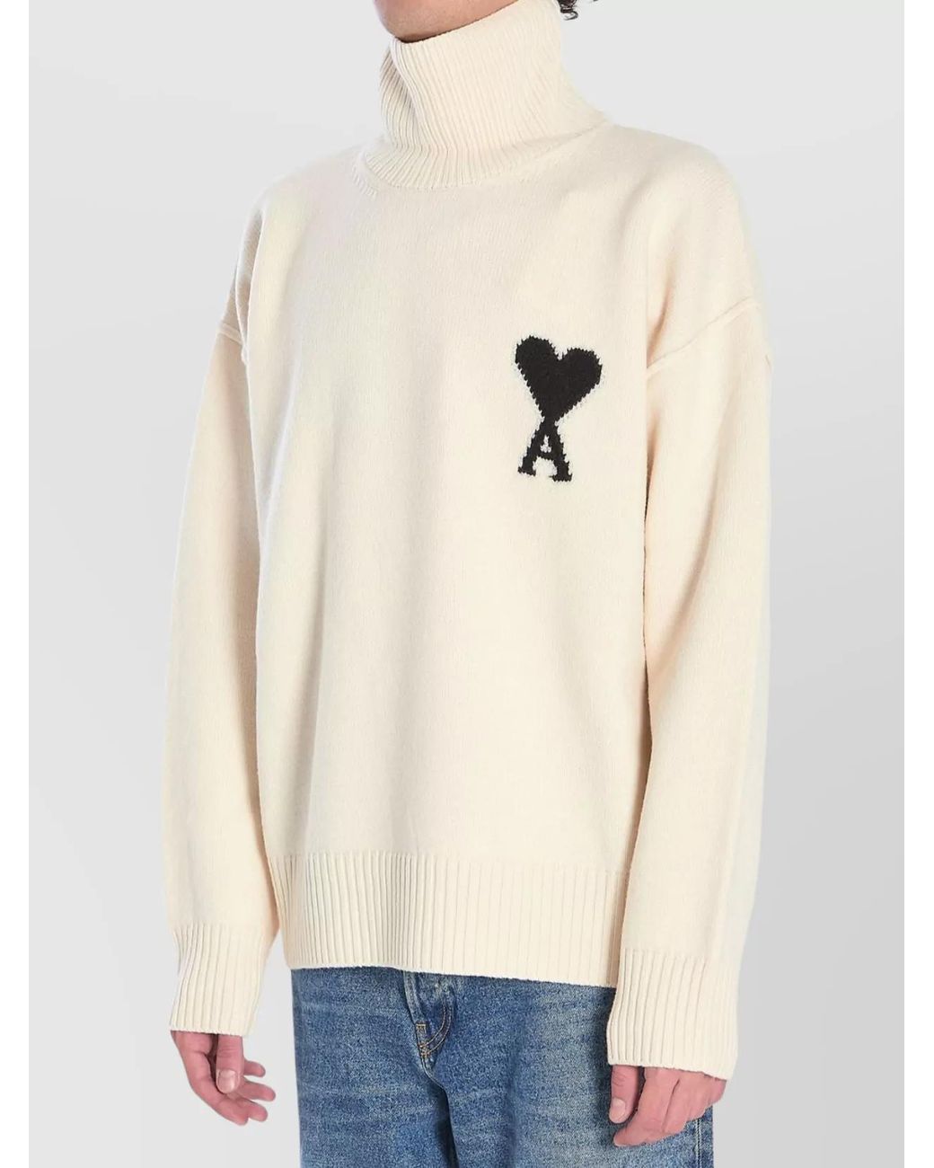 AMI Natural Ami De Coeur Turtleneck Sweater for men
