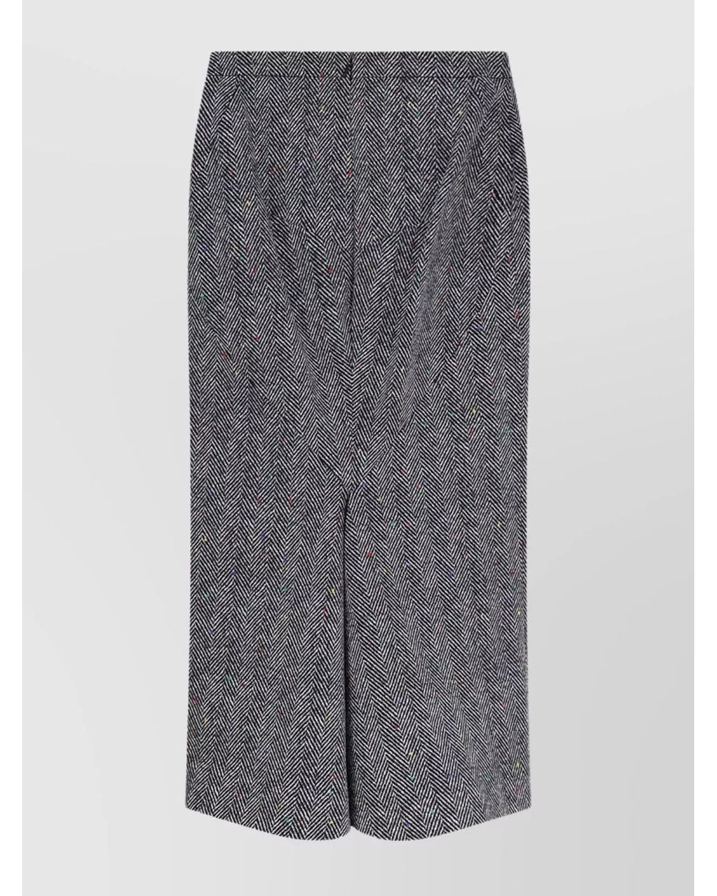 Givenchy Gray Herringbone Cotton Midi Pencil Skirt