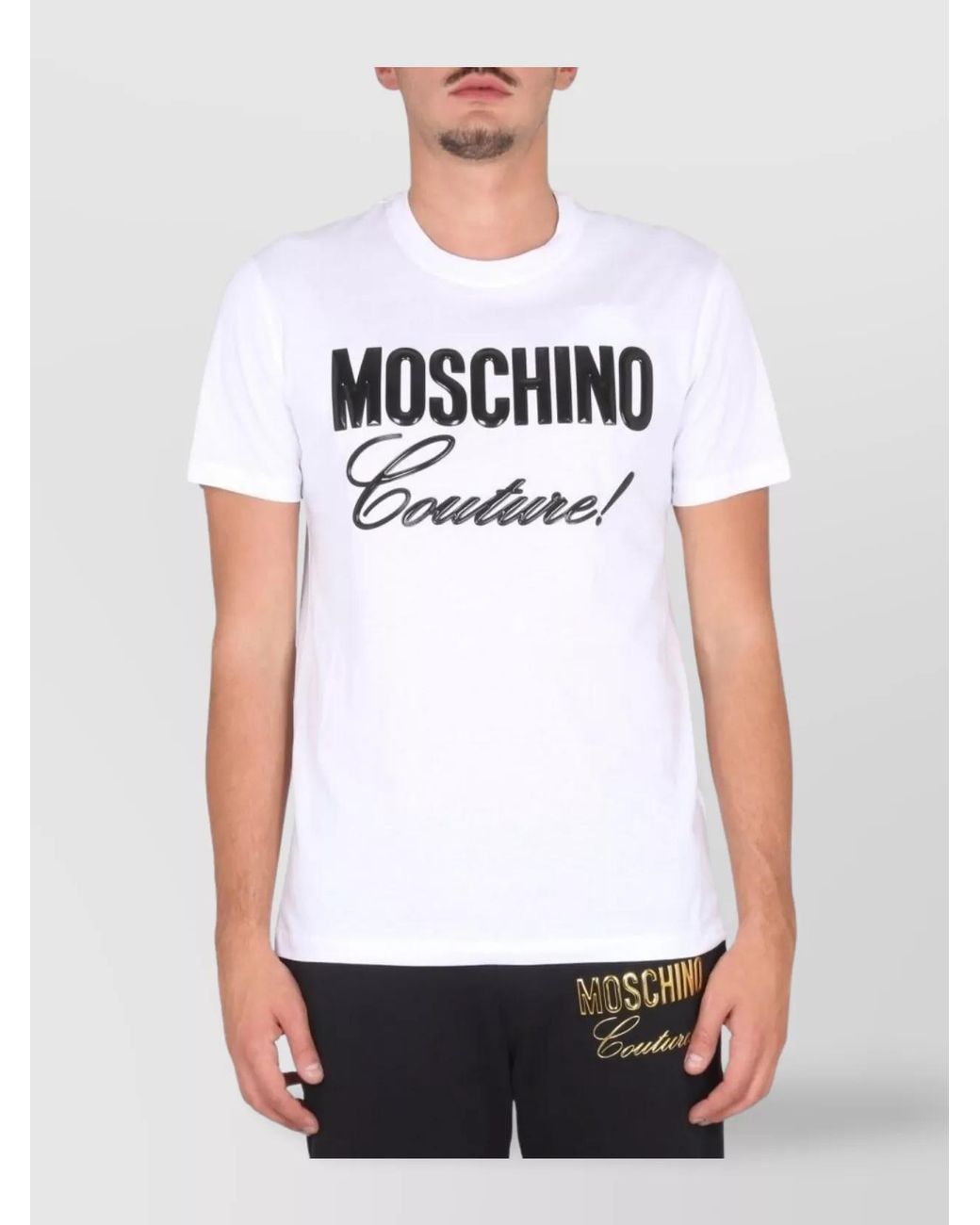 Moschino White Logo Print Cotton T-Shirt for men