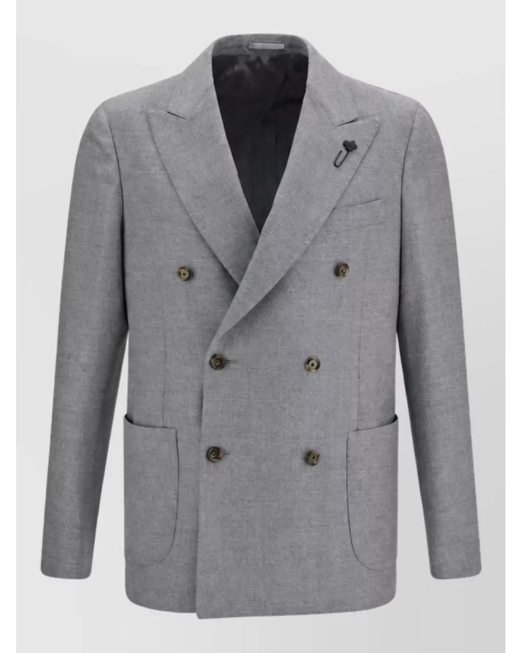 Lardini Gray Wool Full-Length Jacket for men