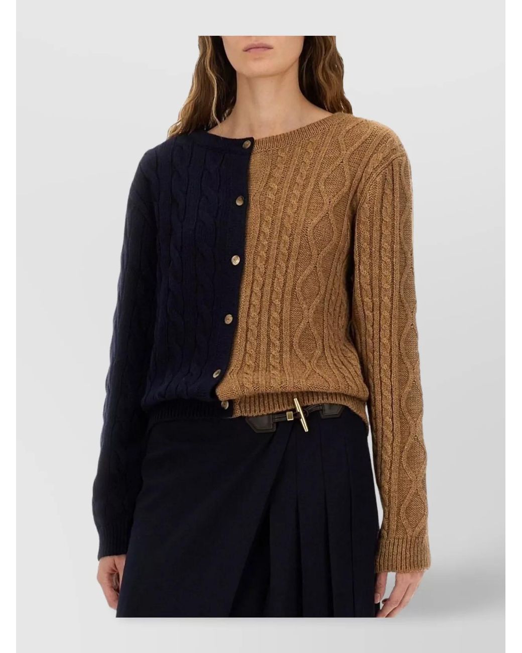 Moschino Blue Alpaca-Blend Two-Tone Cardigan