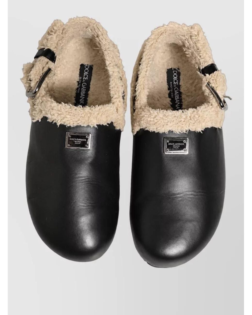 Dolce & Gabbana Black Shearling Slides for men