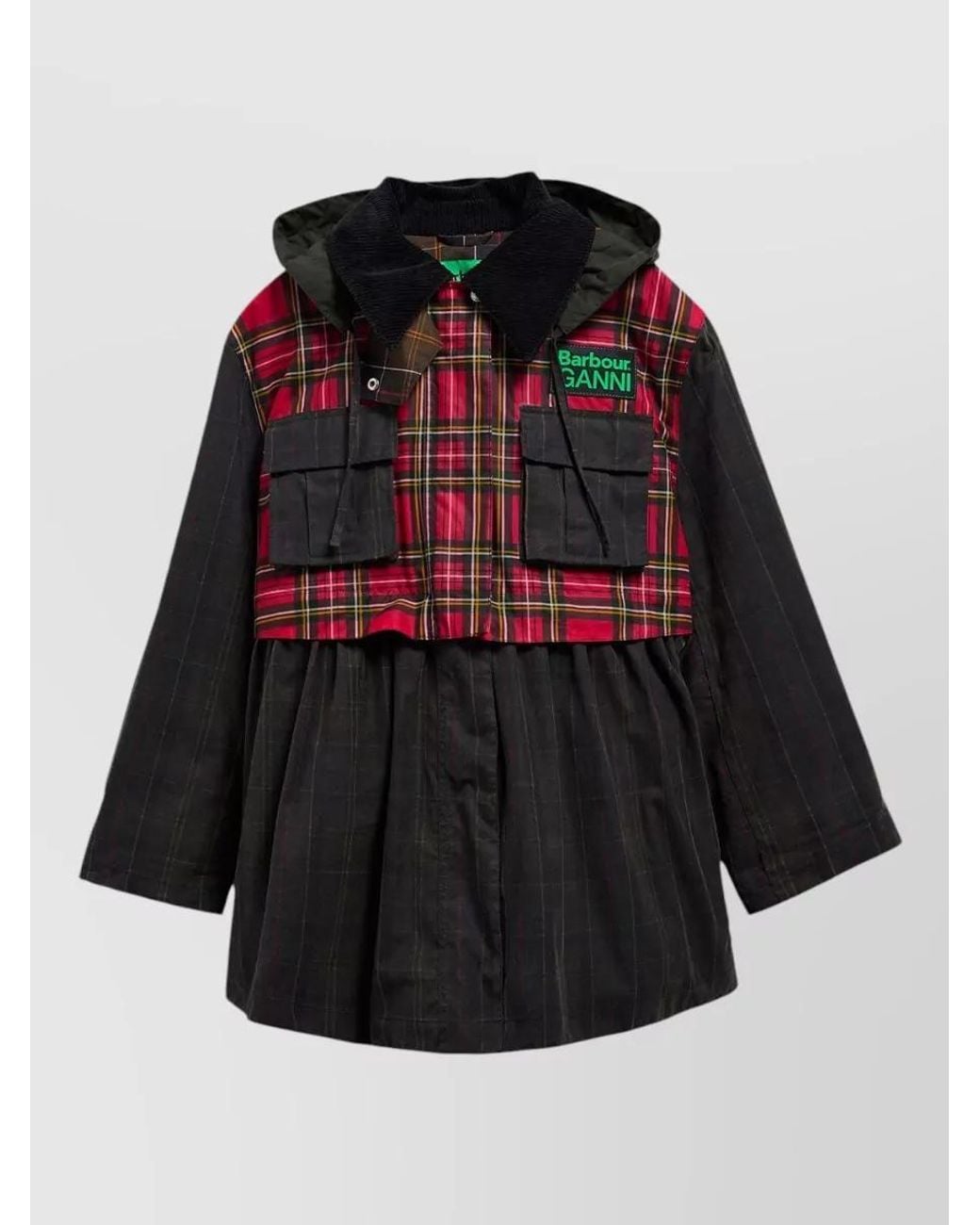 Barbour Black Waxed Cotton Hooded Single-Breasted Coat