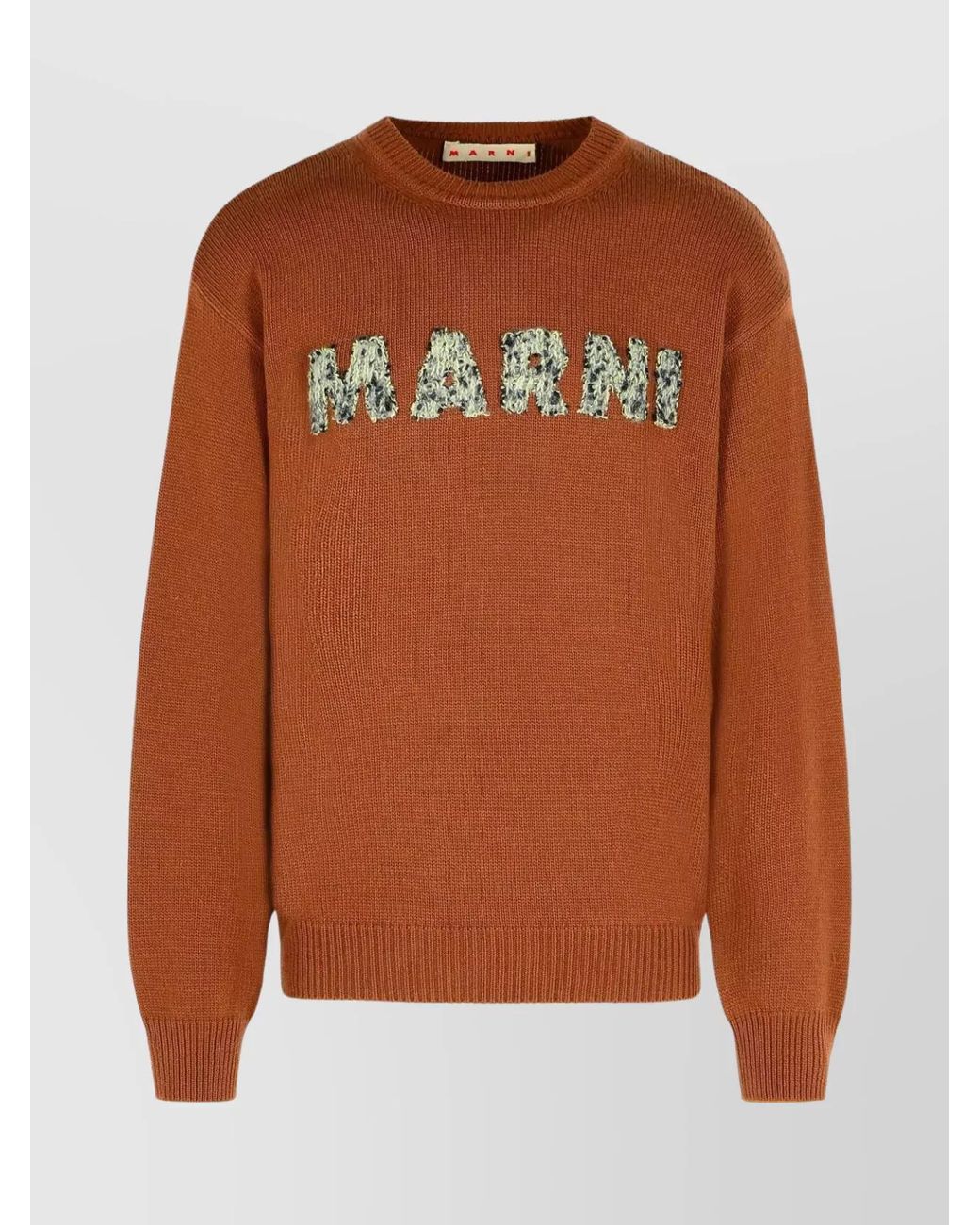 Marni Brown Virgin Wool Crewneck Sweater for men