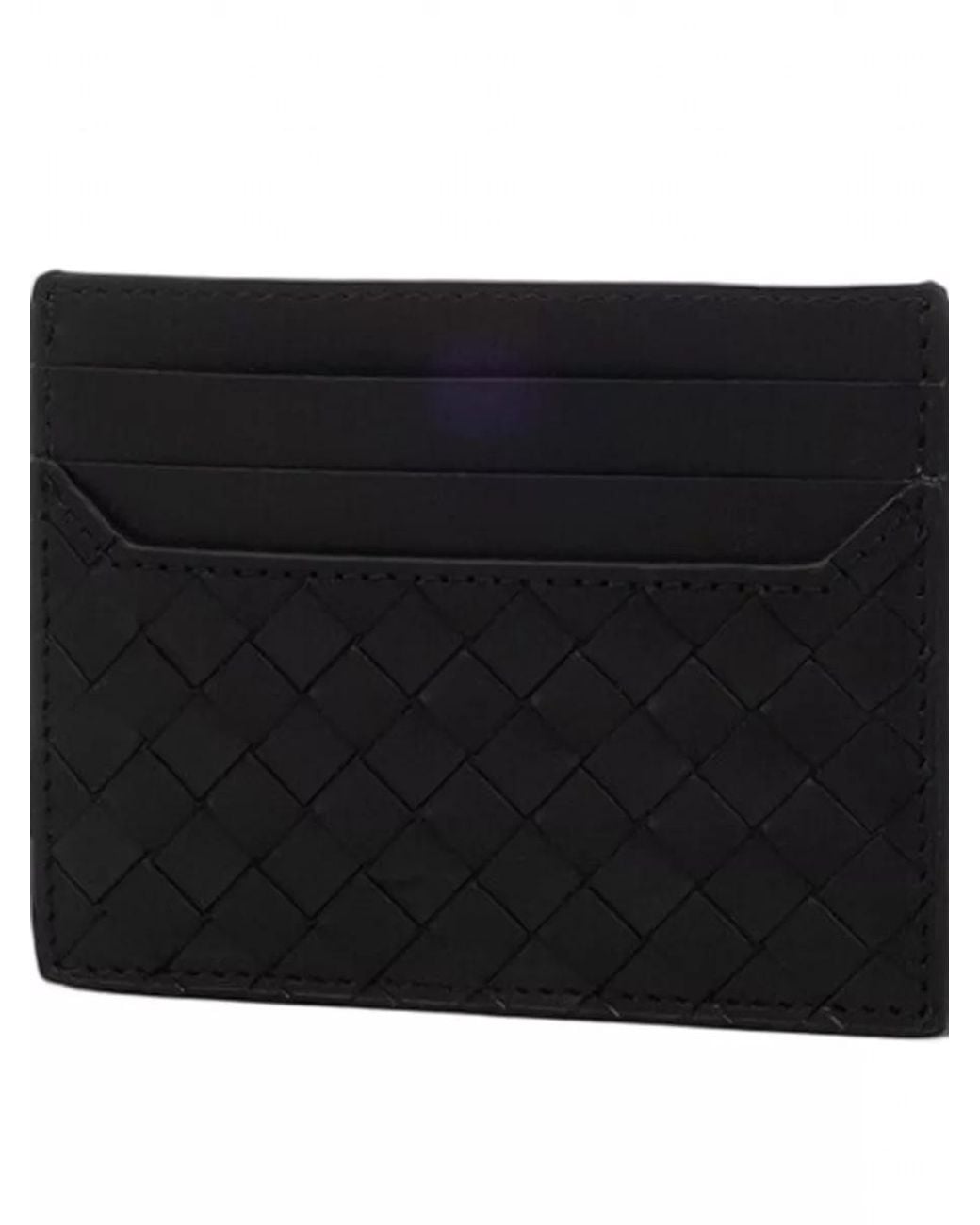 Bottega Veneta Black Leather Intrecciato Card Holder for men