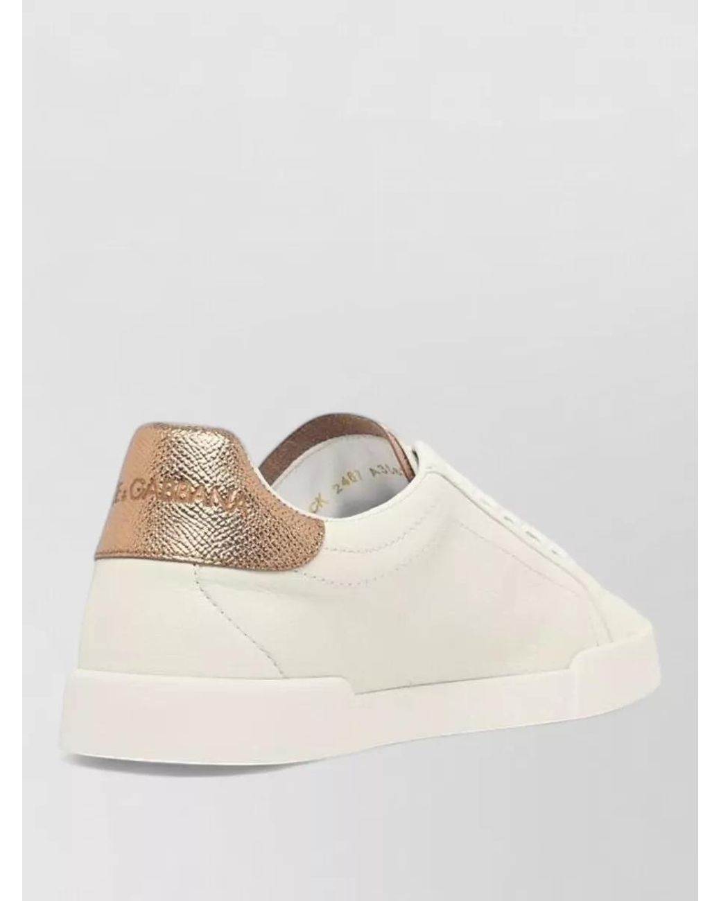 Dolce & Gabbana Natural Leather Crystal-Embellished Low-Top Sneakers