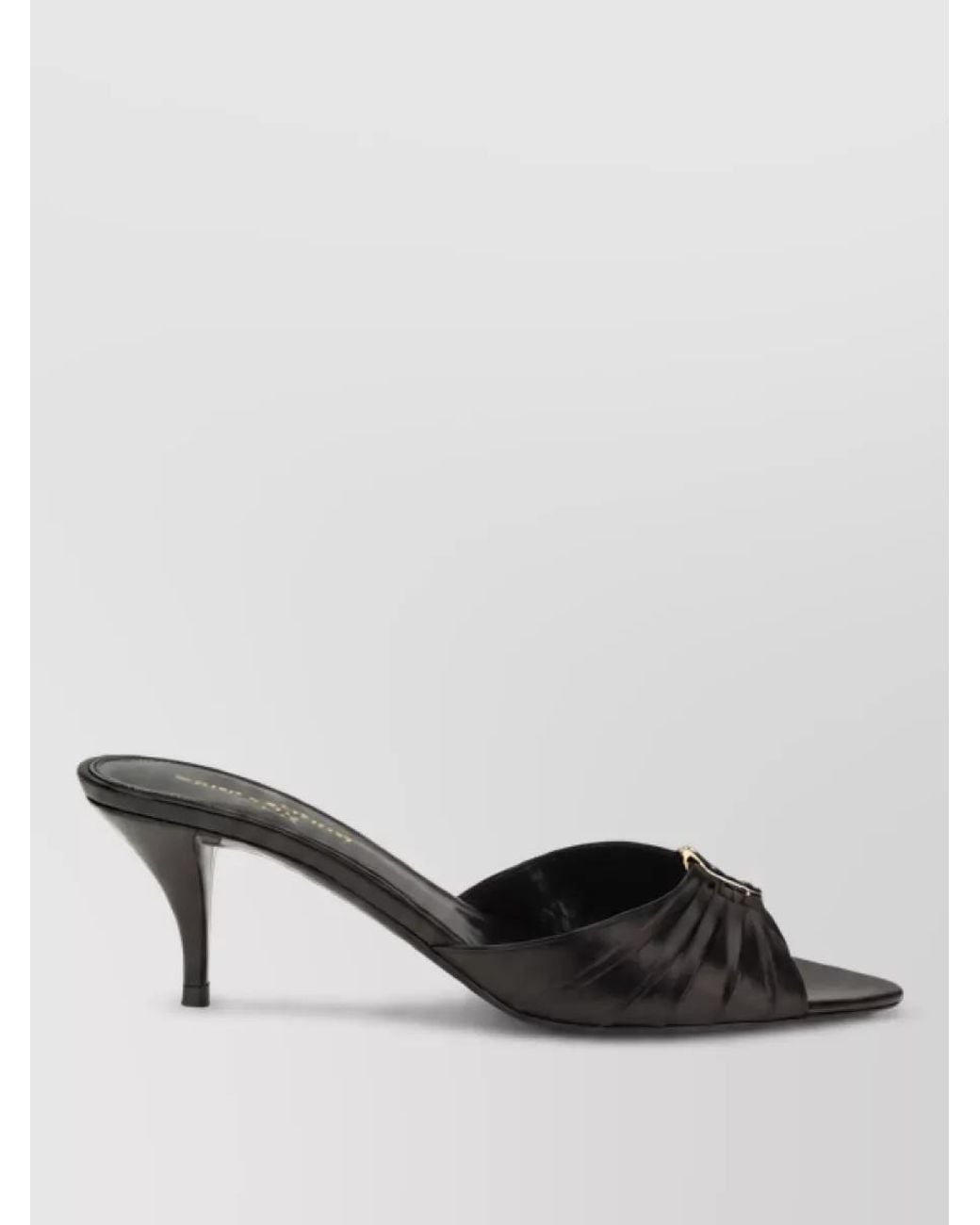 Saint Laurent Black Leather High-Heel Mules