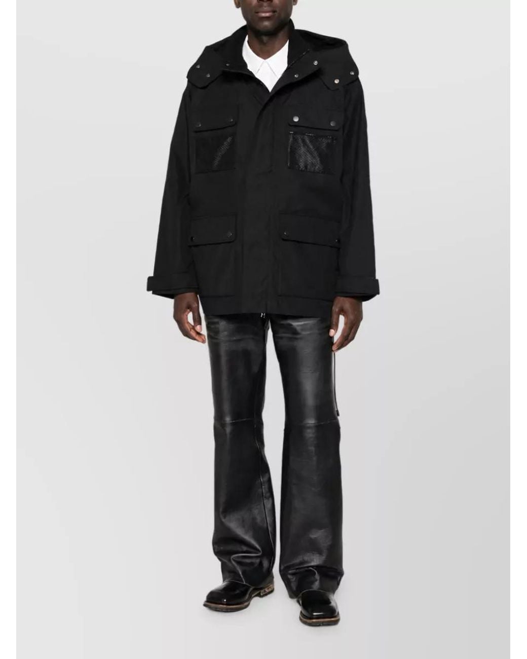 Junya Watanabe Black Cotton Hooded Parka Jacket for men