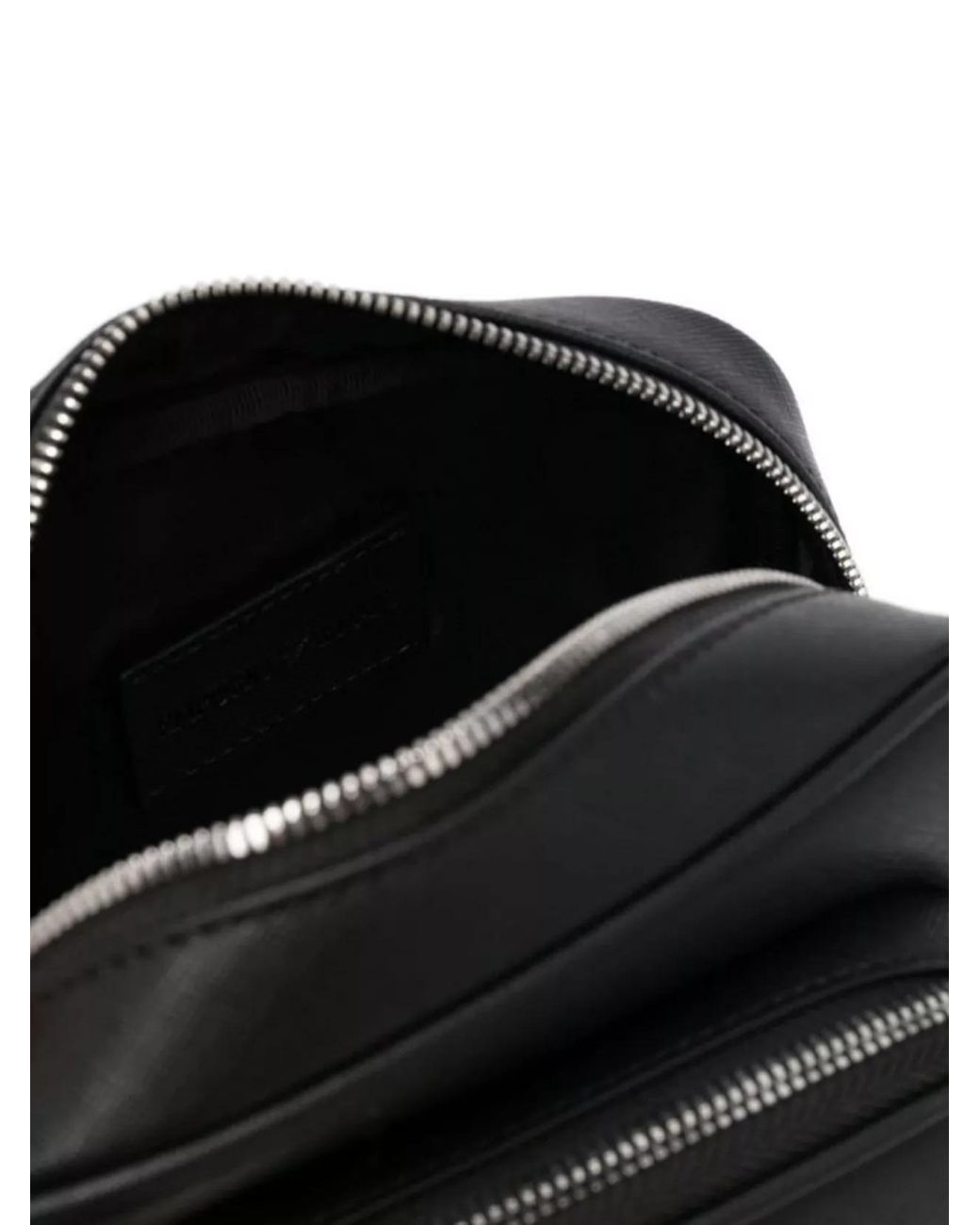 Emporio Armani Black Leather Logo-Plaque Crossbody Bag for men